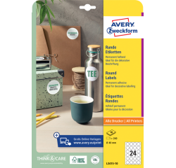 Etiquette Avery Zweckform L3415-10 ronde 40mm blanc 240 pièces