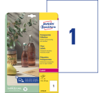 Etiquette Avery L7784-25 210x297mm transparent 25 pièces