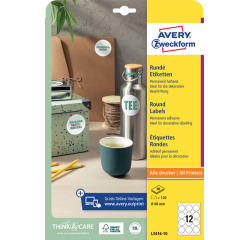 Etiket Avery Zweckform L3416-10 rond 60mm wit 120stuks