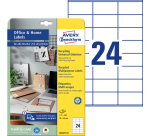 Etiket Avery LR3475-10 70x36mm recycled wit 240 stuks