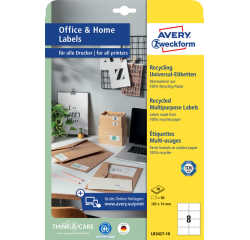 Etiketten Mehrzweck Recycling 105 x 74 mm Home-Office - Packung mit 80 Stück