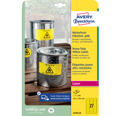 Etiquette Avery Zweckform L6105-20 63,5x29,6mm jaune 540 pièces