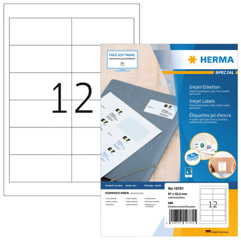 Etiquette HERMA 10781 97x42,3mm blanc 960 pièces