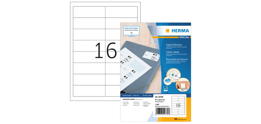 Etiket HERMA 10780 97x33.8mm wit 1280 stuks