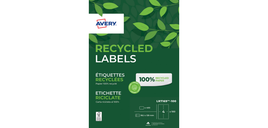 Avery Label LR7169-100 99.1x139mm recycled white 400 pieces
