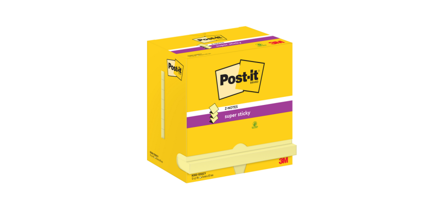 Bloc-mémos Post-it Z-Note S350 Super Sticky 76x127mm jaune 12 pièces