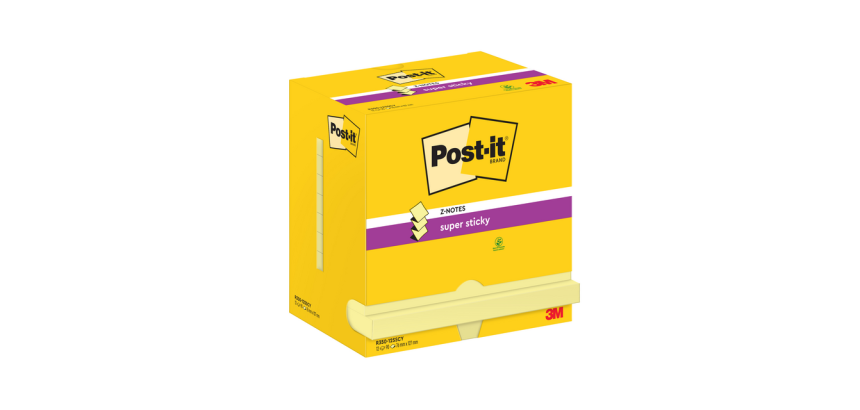 Post-it Notes Z-Note S350 Super Sticky 76x127mm Yellow 12 Pack
