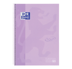 Notitieboek Oxford Touch Europeanbook A4+ 4-gaats lijn 80vel pastel paars