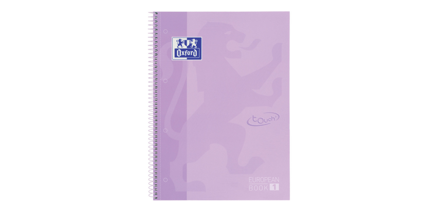 Notitieboek Oxford Touch Europeanbook A4+ 4-gaats lijn 160 pagina's pastel paars