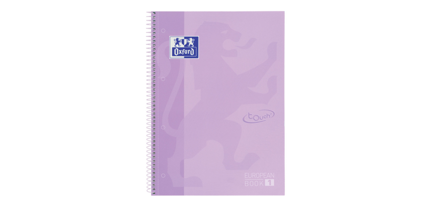 Notitieboek Oxford Touch Europeanbook A4+ 4-gaats lijn 160 pagina's pastel paars