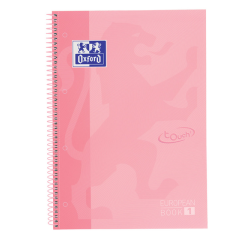 Cahier de notes Oxford Touch Europeanbook A4+ 4 perforations ligné 80fls pastel rose