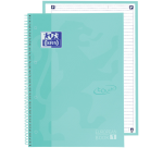 Cahier de notes Oxford Touch Europeanbook A4+ 4 perforations ligné 80fls pastel menthe