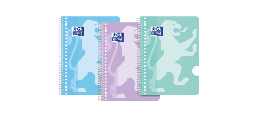 Collegeblok Oxford School A4+ lijn 23-gaats 160 pagina's 80gr pastel assorti 3 stuks