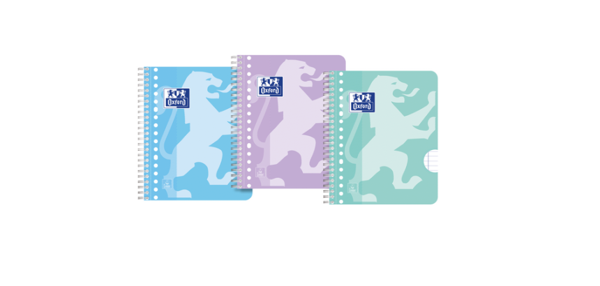 Collegeblok Oxford School A5+ lijn 17-gaats 160 pagina's 80gr pastel assorti 3 stuks