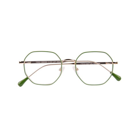 Lunettes de lecture I Need You +3.00 dpt Yoko vert-or