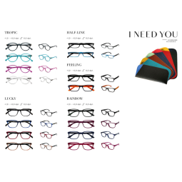 Lunettes de lecture I Need You Tropic/Lucky/Half-line/Feeling/Rainbow assorti 80 lunettes et étuis