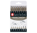 Fineliner et feutre pinceau Sakura Pigma Micron gris froid set 8 pièces assorti