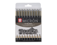 Fineliner Sakura Pigma Micron set 10 largeurs noir