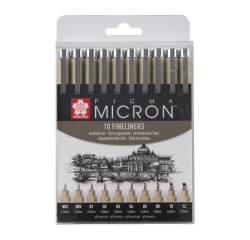 Fineliner Sakura Pigma Micron set 10 largeurs noir