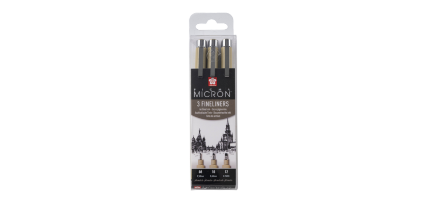 Fineliner Sakura Pigma Micron set à 3 schrijfbreedtes breed zwart