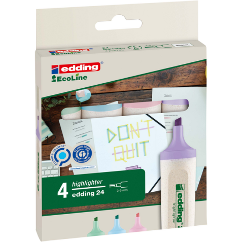 Surligneur edding EcoLine 24 pastel assorti set 4 pièces