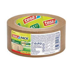 En_cinta adhesiva tesa eco papel ultrafuerte color kraft 25 mt x 50 mm para embalaje