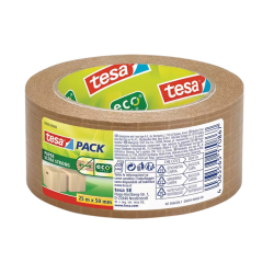 En_cinta adhesiva tesa eco papel ultrafuerte color kraft 25 mt x 50 mm para embalaje