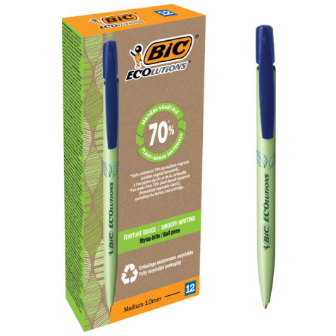 Balpen Bic Ecolutions media clic bio-based medium blauw