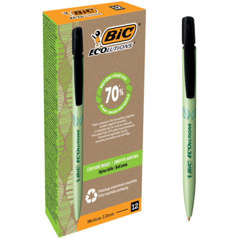 Balpen Bic Ecolutions media clic bio-based medium zwart