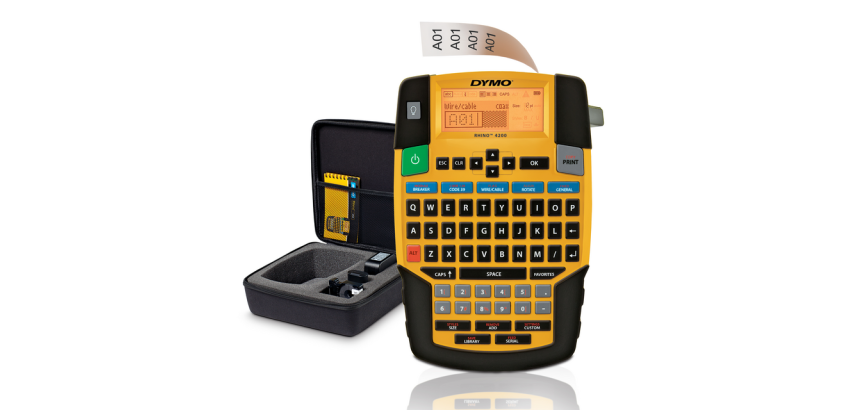 Dymo Rhino 4200 Industrielle Etikettiermaschine Qwerty 19mm Gelb Koffer