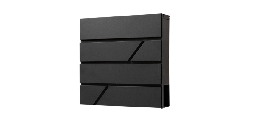 BRASQ PB200 Deluxe Black Wall-Mounted Mailbox