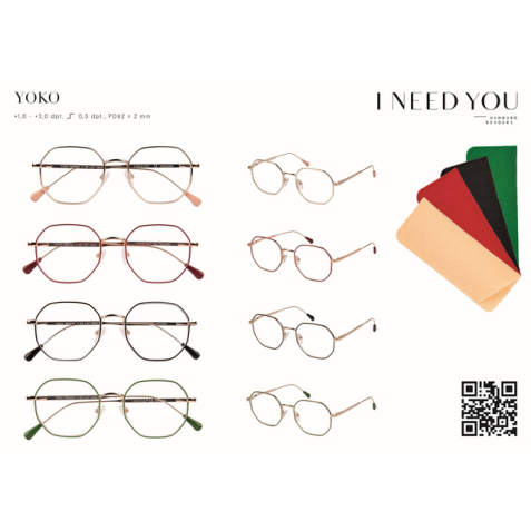 Lunettes de lecture I Need You Yoko assorti boîte de 20 lunettes et étuis