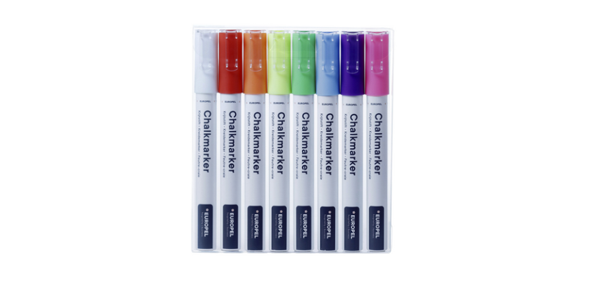Marqueur craie Europel 3mm assorti étui 8 pièces