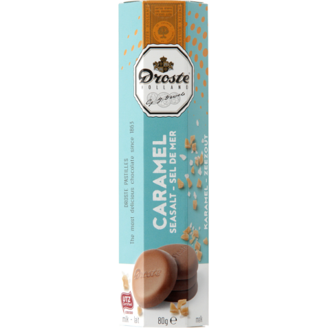 Chocolat Droste pastilles lait caramel sel de mer 80g