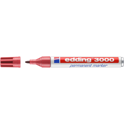 Marqueur edding 3000 permanent ogive 1,5-3mm rouge carmin