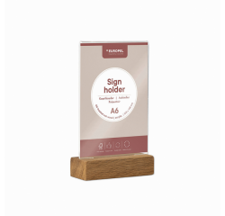 Présentoir de table Europel A6 acryl avec socle en bois