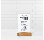 Présentoir de table Europel A6 acryl avec socle en bois