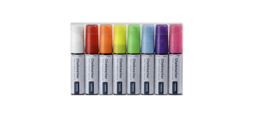 Krijtstift Europel 15mm assorti etui 8 stuks