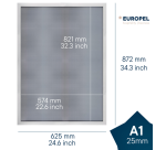 Cadre clipsable Europel A1 25mm blanc mat