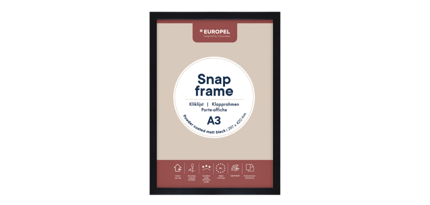 Cadre clipsable Europel A3 25mm noir mat