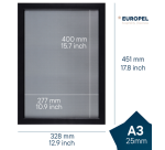 Cadre clipsable Europel A3 25mm noir mat