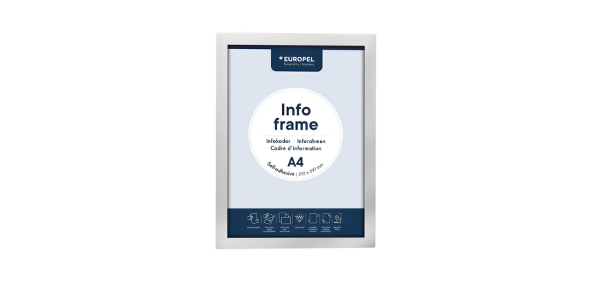 Inforahmen Europel selbstklebend A4 Silber