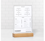 Présentoir de table Europel A5 acryl avec socle en bois