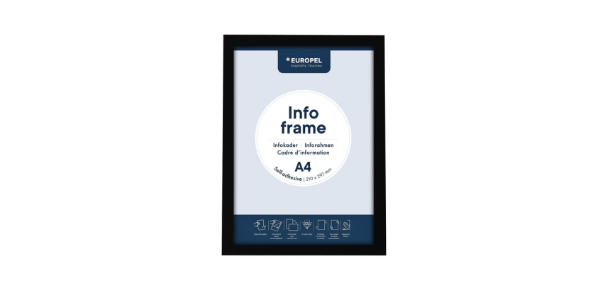Infokader Europel zelfklevend A4 zwart