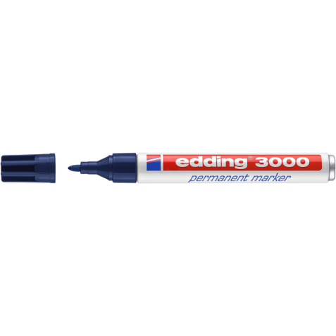 Marqueur edding 3000 permanent ogive 1,5-3mm bleu acier