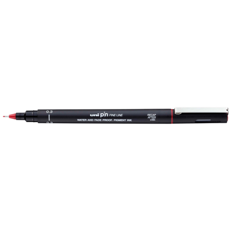 Fineliner Uni-ball Pin 0.3mm rood 12 stuks