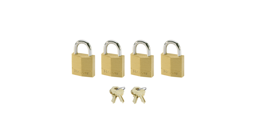 Master Lock Padlock 4 Identical Keys Brass 20mm 4 Pieces