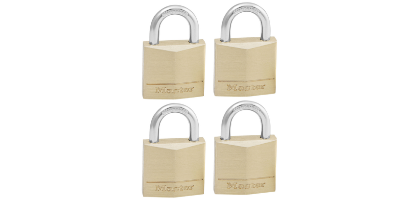 Hangslot MasterLock 4 gelijksluitend messing 30mm 4 stuks