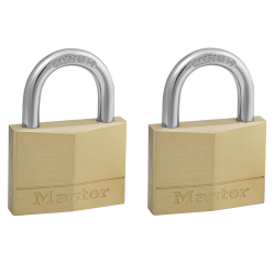 Hangslot MasterLock 2 gelijksluitend messing 50mm 2 stuks