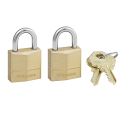 Hangslot MasterLock 2 gelijksluitend messing 20mm 2 stuks